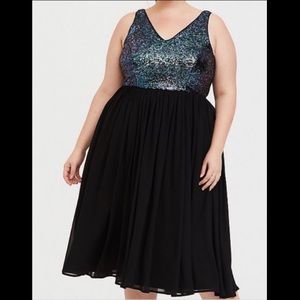 Blue and Green Sequin Dress